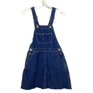 Pointer Brand Overall Bib Denim Jumper Womens 6-7 Raw Hem USA Vintage 80s 90s
